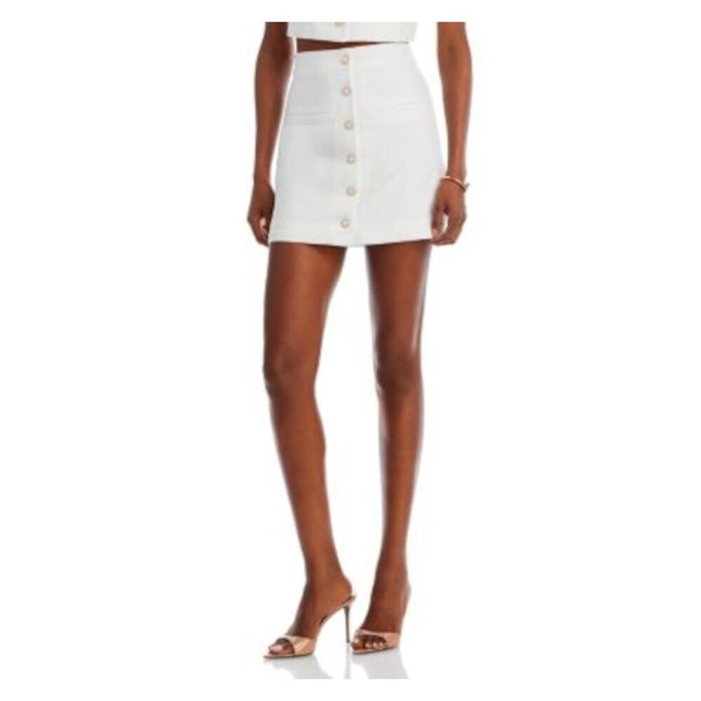 FORE Womens White Lined Button Front Faux Pockets Mini Pencil Skirt S